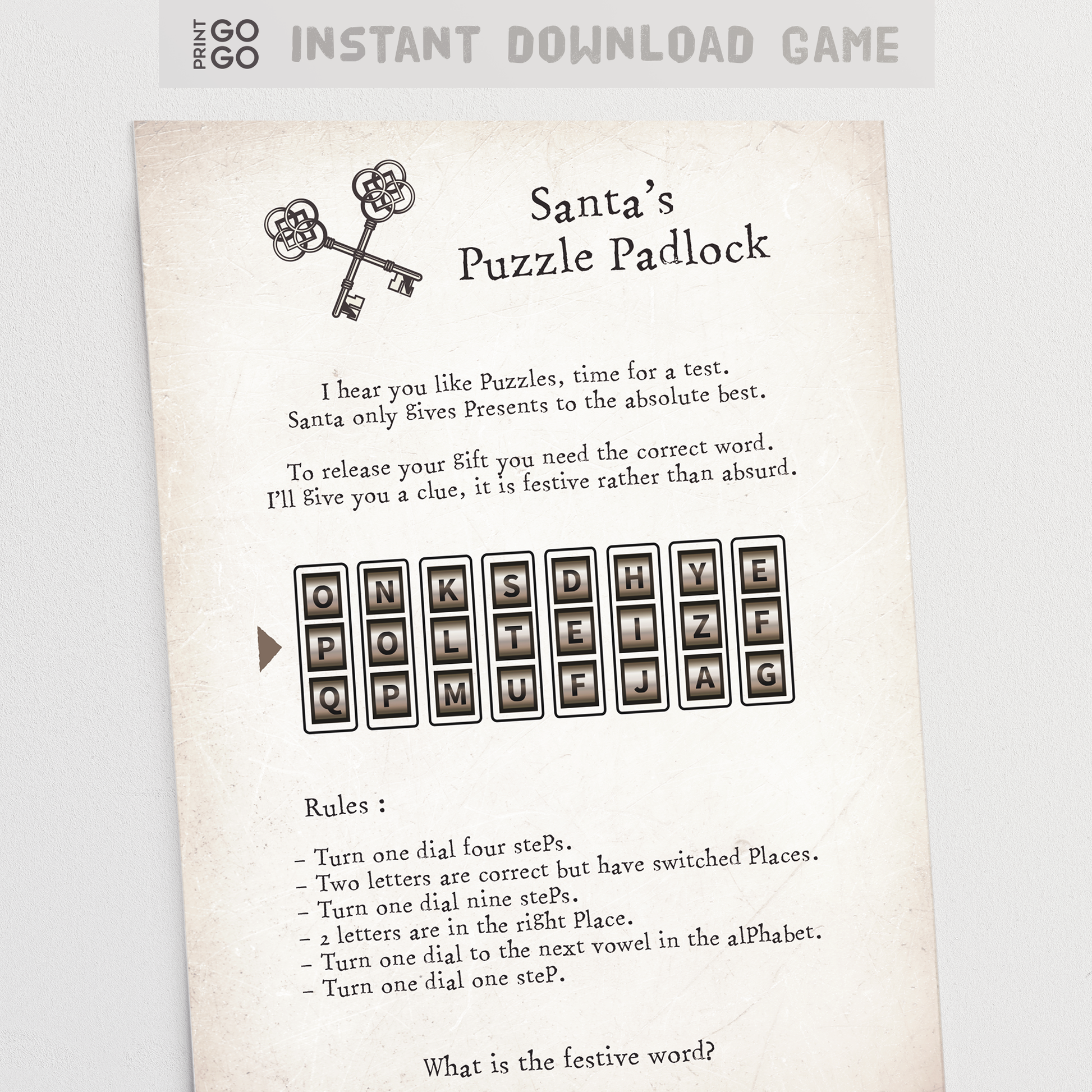 Christmas Puzzle Padlock Game