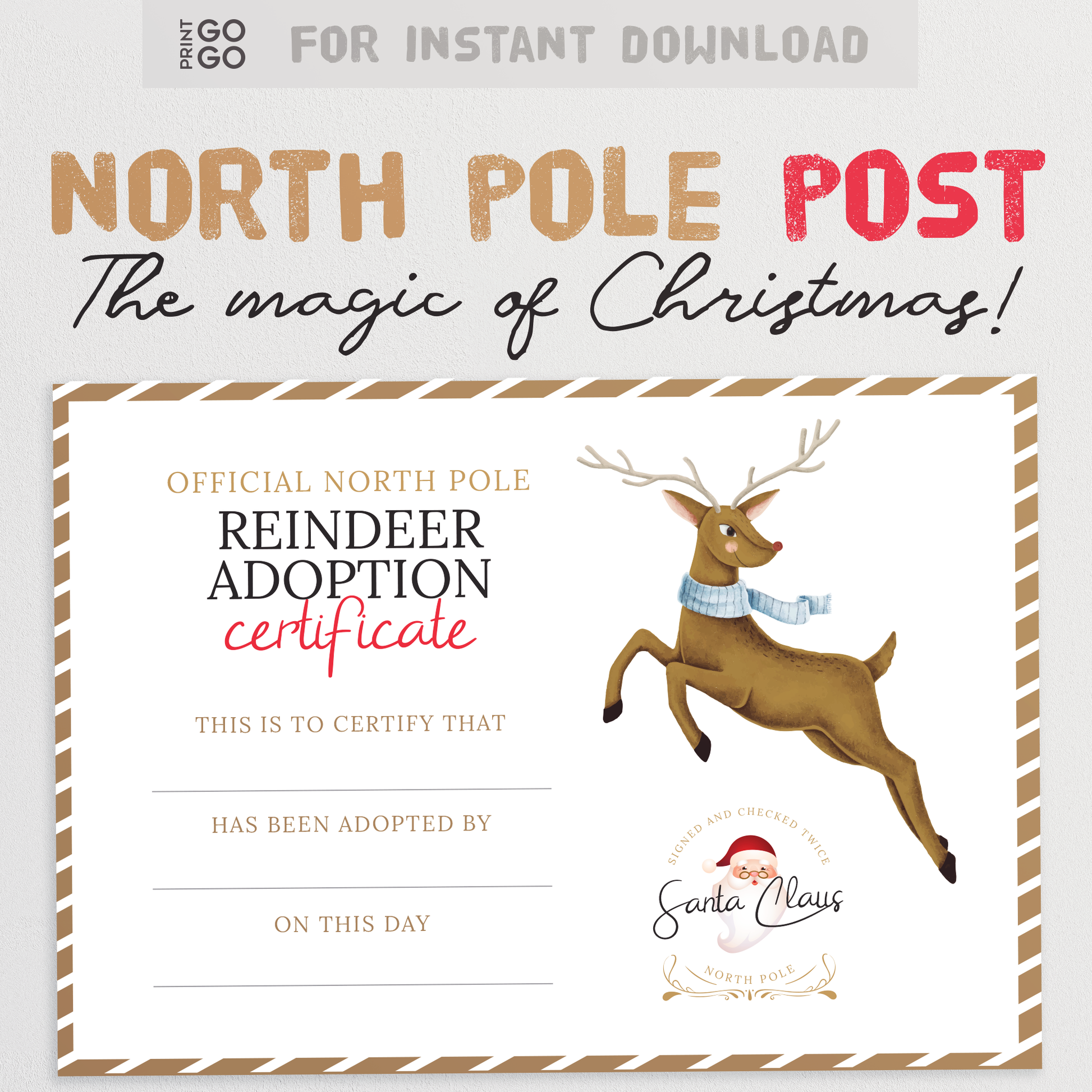 Reindeer Adoption Certificate