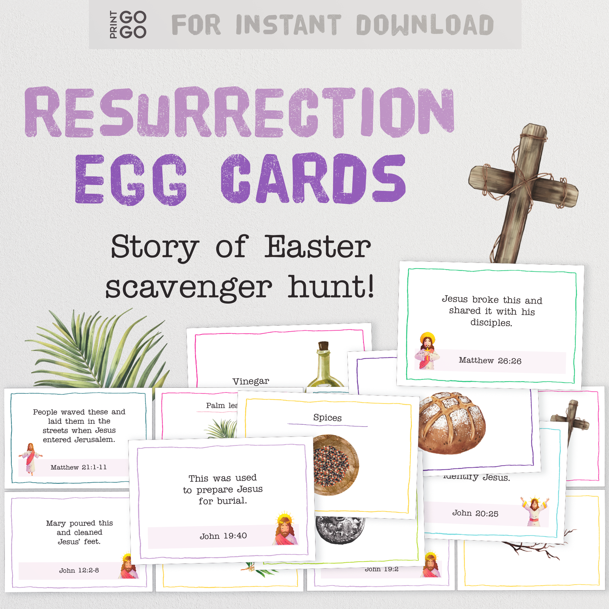 Resurrection Easter Egg Scavenger Hunt Cards - The Fun Christian Easter Story Activity for Kids