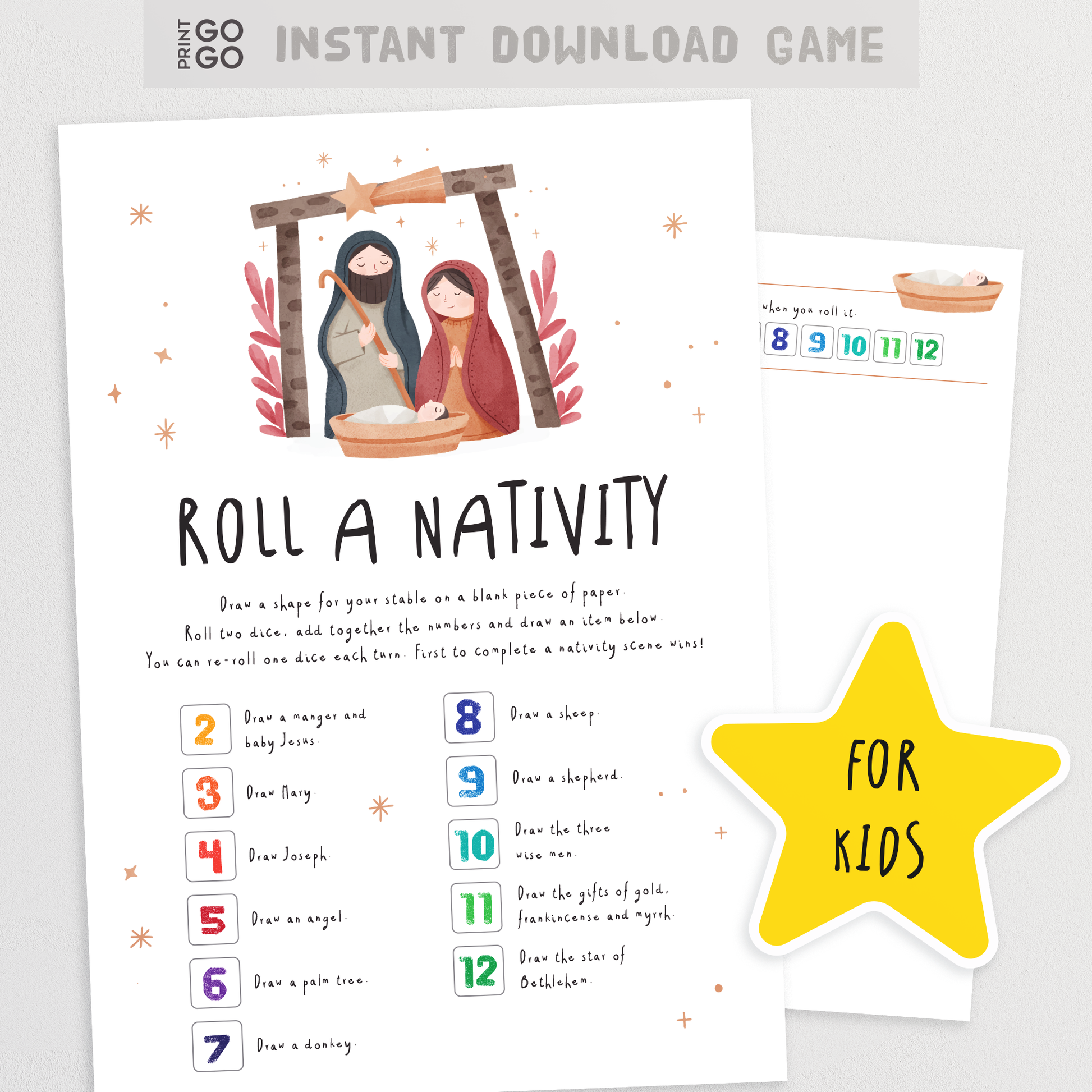 Roll A Nativity Christmas Dice Game