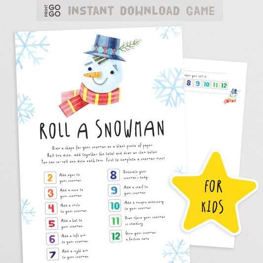 Christmas Roll A Snowman Dice Game