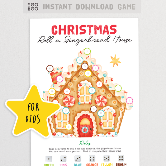 Roll a Gingerbread House Christmas Dice Game - The Fun Holiday Party Game for Kids