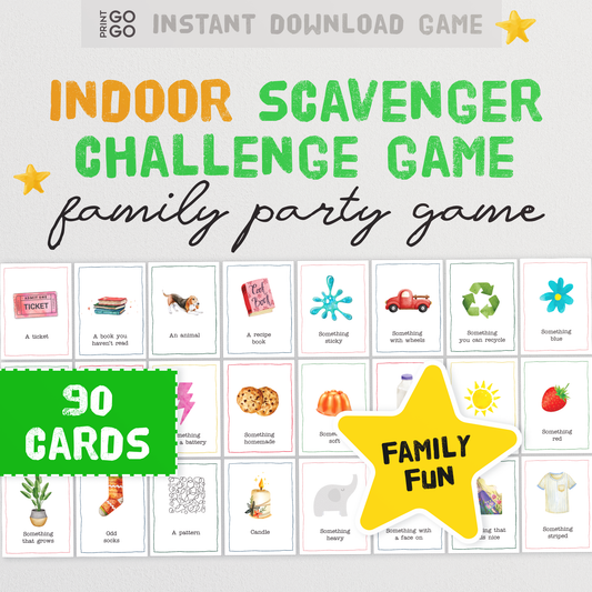 Indoor Scavenger Challenge Game for Kids - Draw a Card, Start the Timer and Hunt!