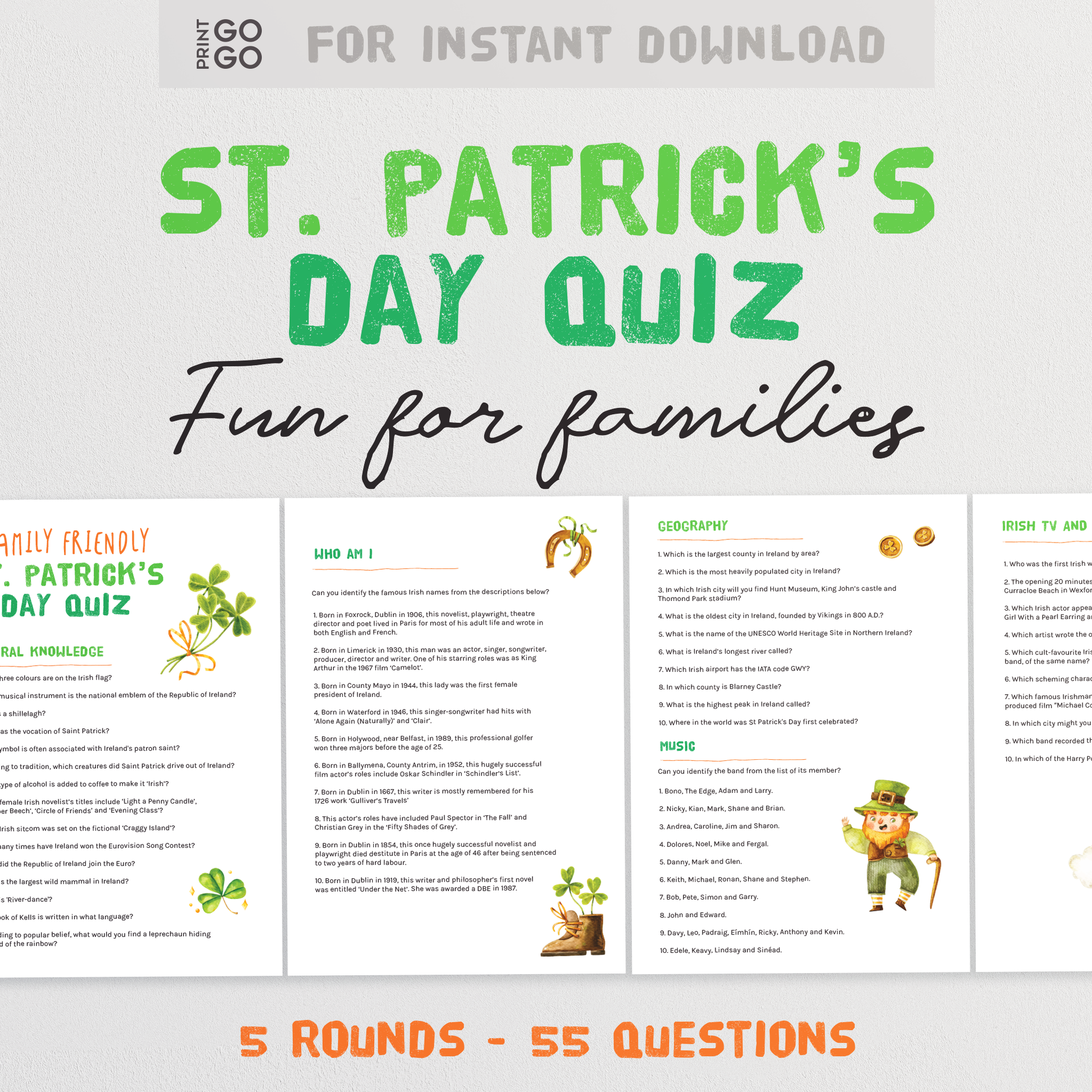 St. Patrick's Day Quiz - 55 Trivia Questions To Test Family and Friends