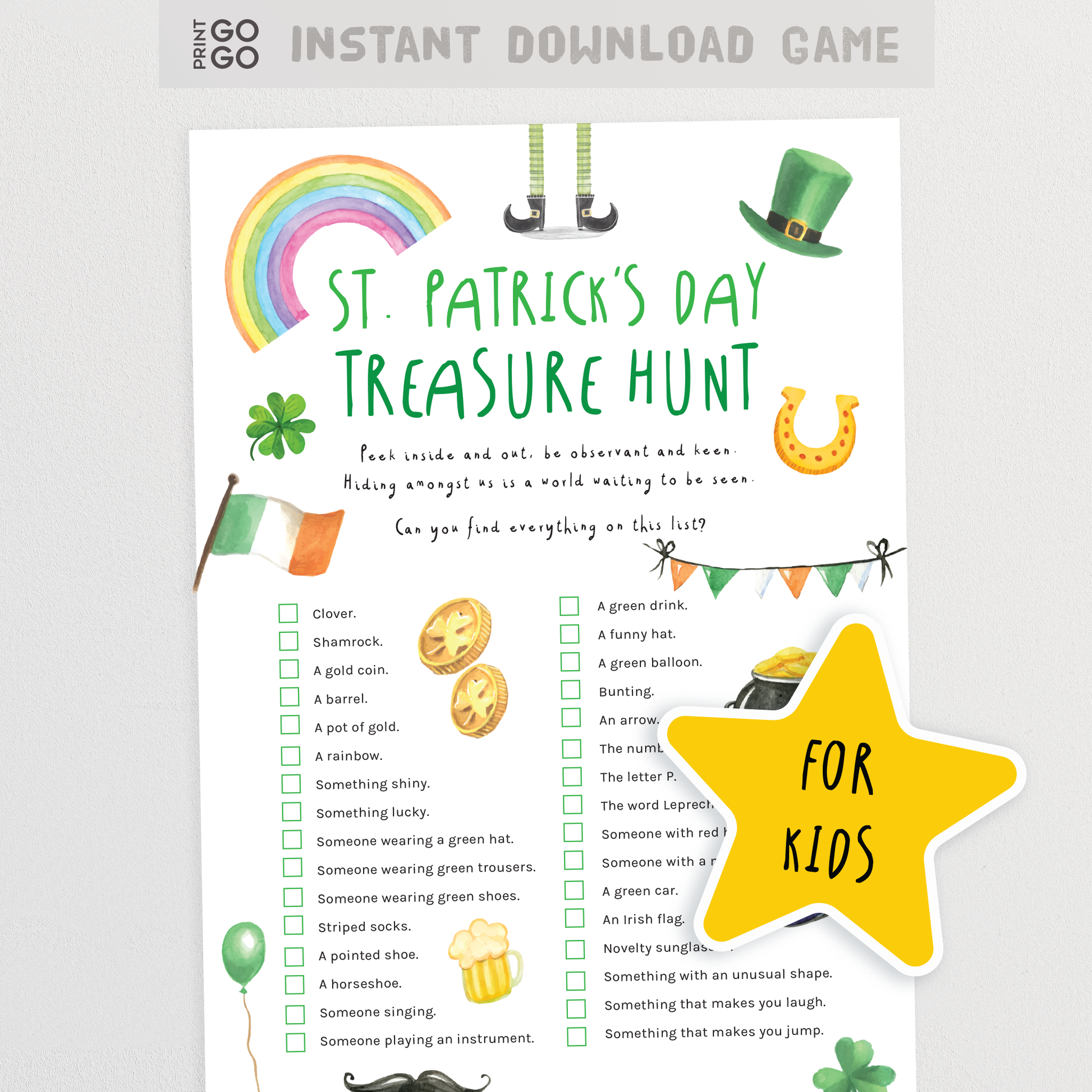 St. Patrick's Day Treasure Hunt for Kids