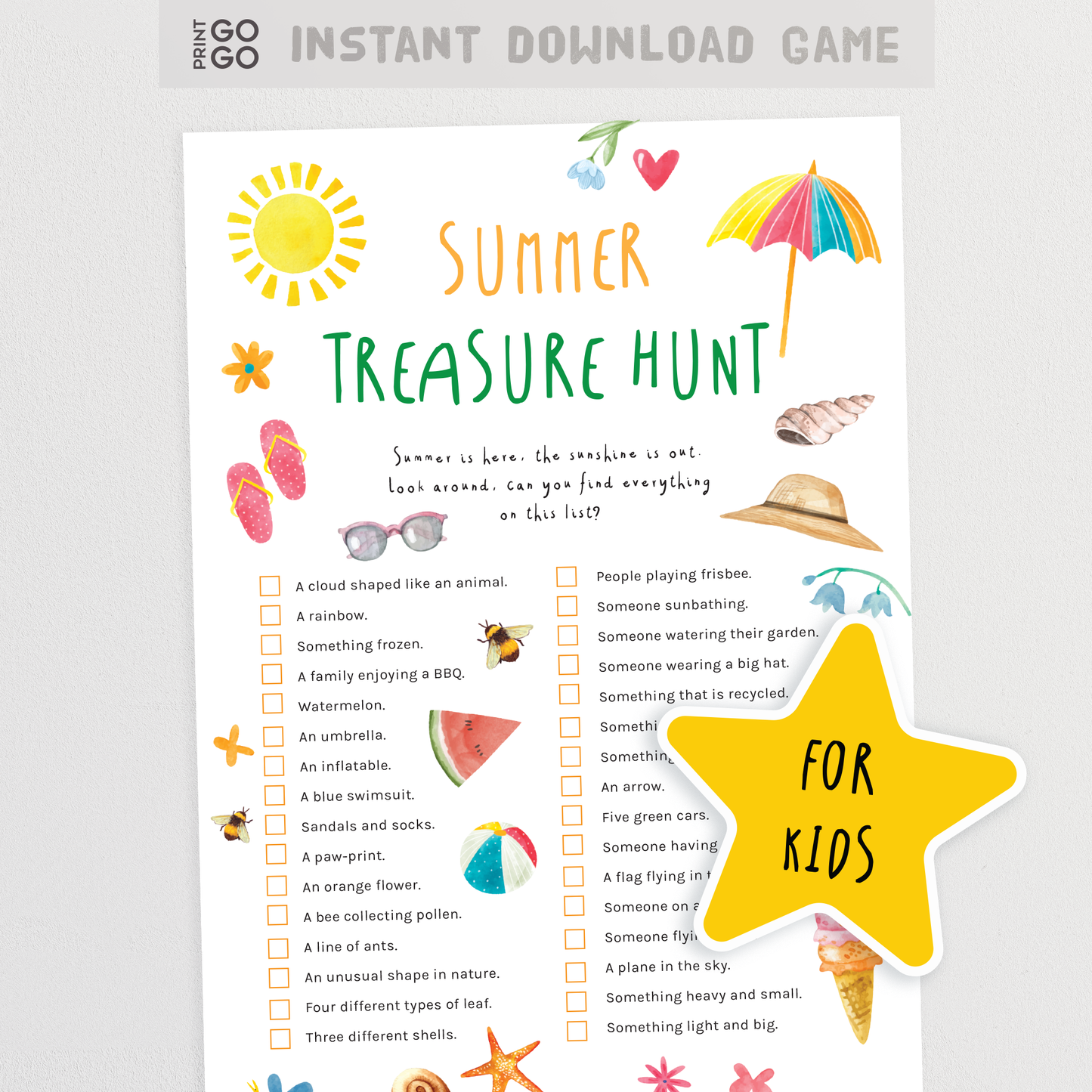 Summer Treasure Hunt for Kids