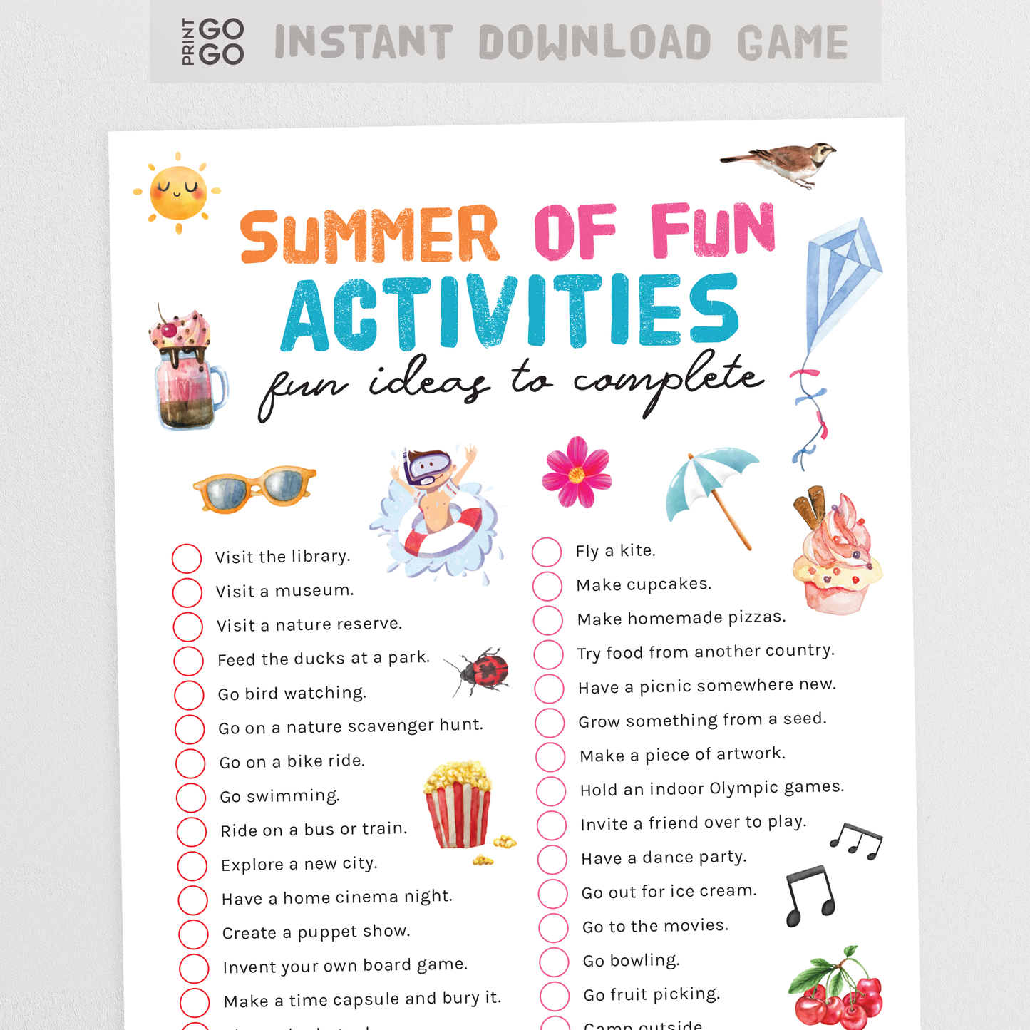 Summer of Fun Activity Checklist