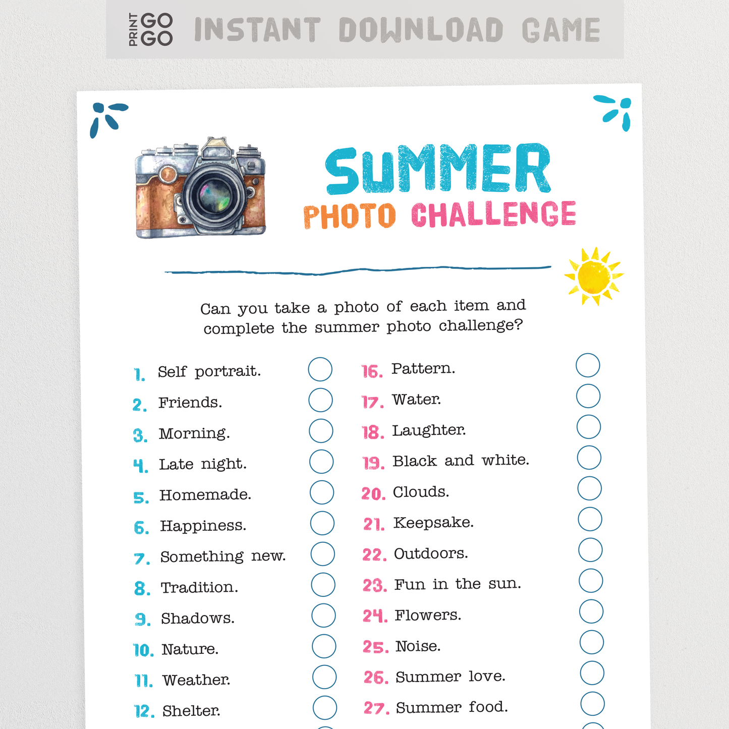 Summer Photo Challenge for Kids