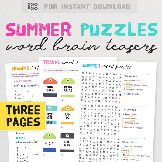 Summer Word Puzzles - Fun Brain Teaser Games for Families