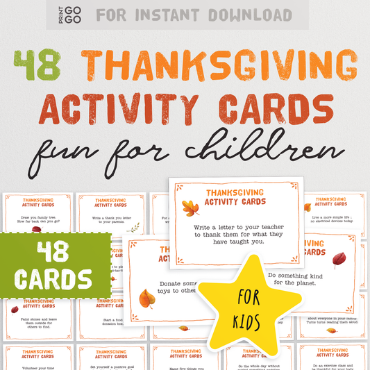 Thanksgiving Activity Cards - Ideas to Practice Gratitude, Celebrate and Perform Good Deeds
