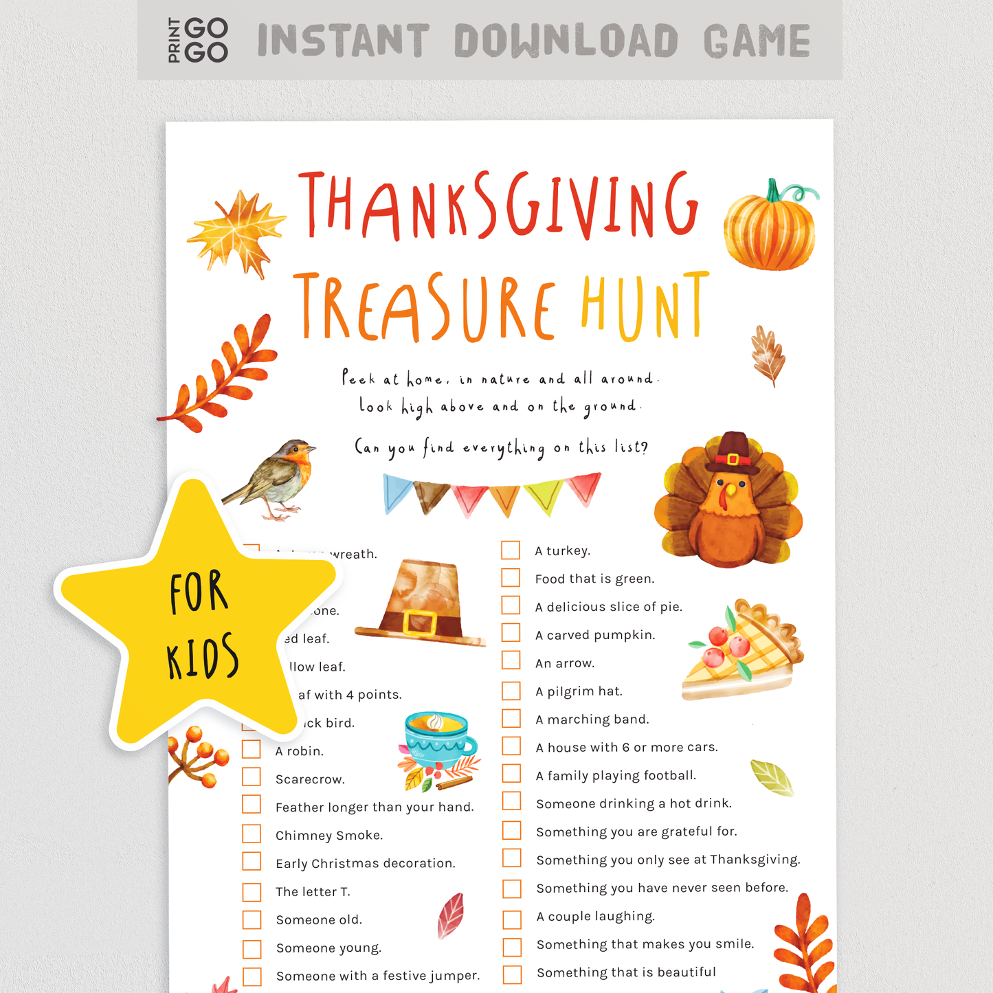 Thanksgiving Treasure Hunt for Kids