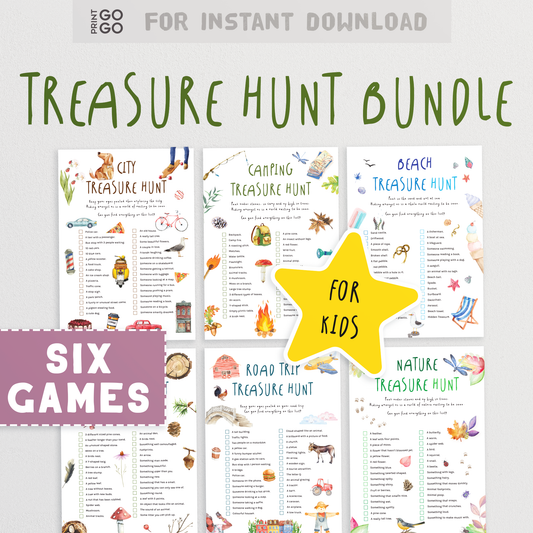 Treasure Hunt Bundle - Six Outdoor Scavenger Hunt Games for Kids