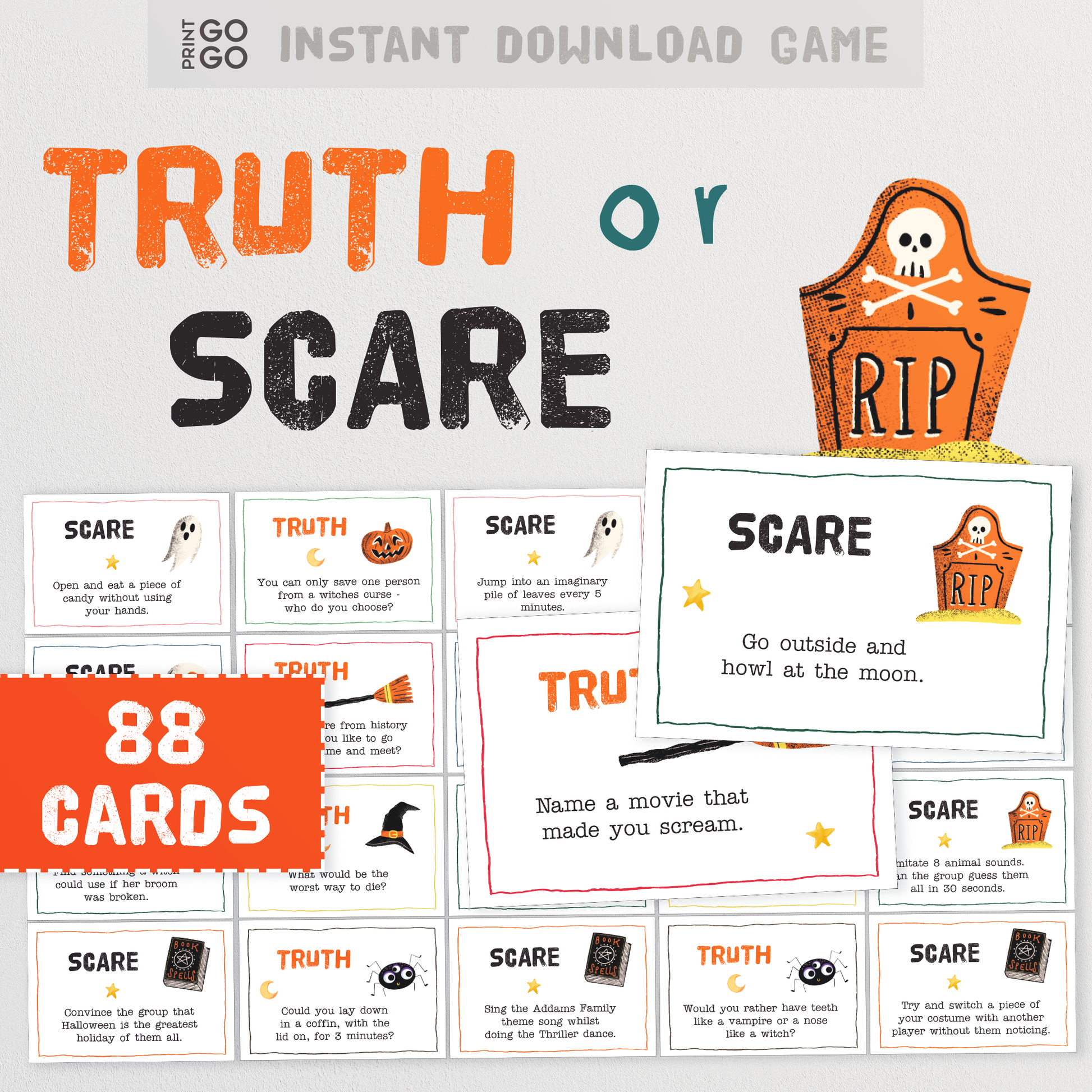 Halloween Truth or Scare Cards - The Fun Halloween Party Game for Kids!
