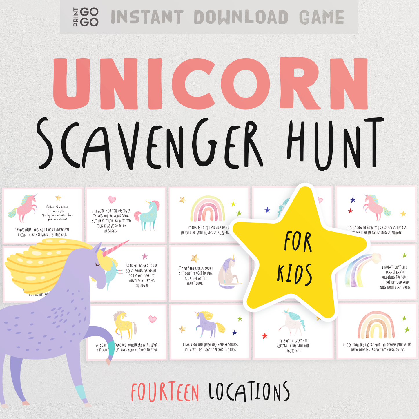 Unicorn Scavenger Hunt - A Magical Brain Teasing Screen Free Activity for Kids
