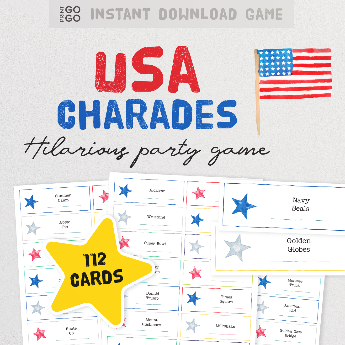 USA Charades - The Fun Family Party Game of Acting Out and Guessing Phrases
