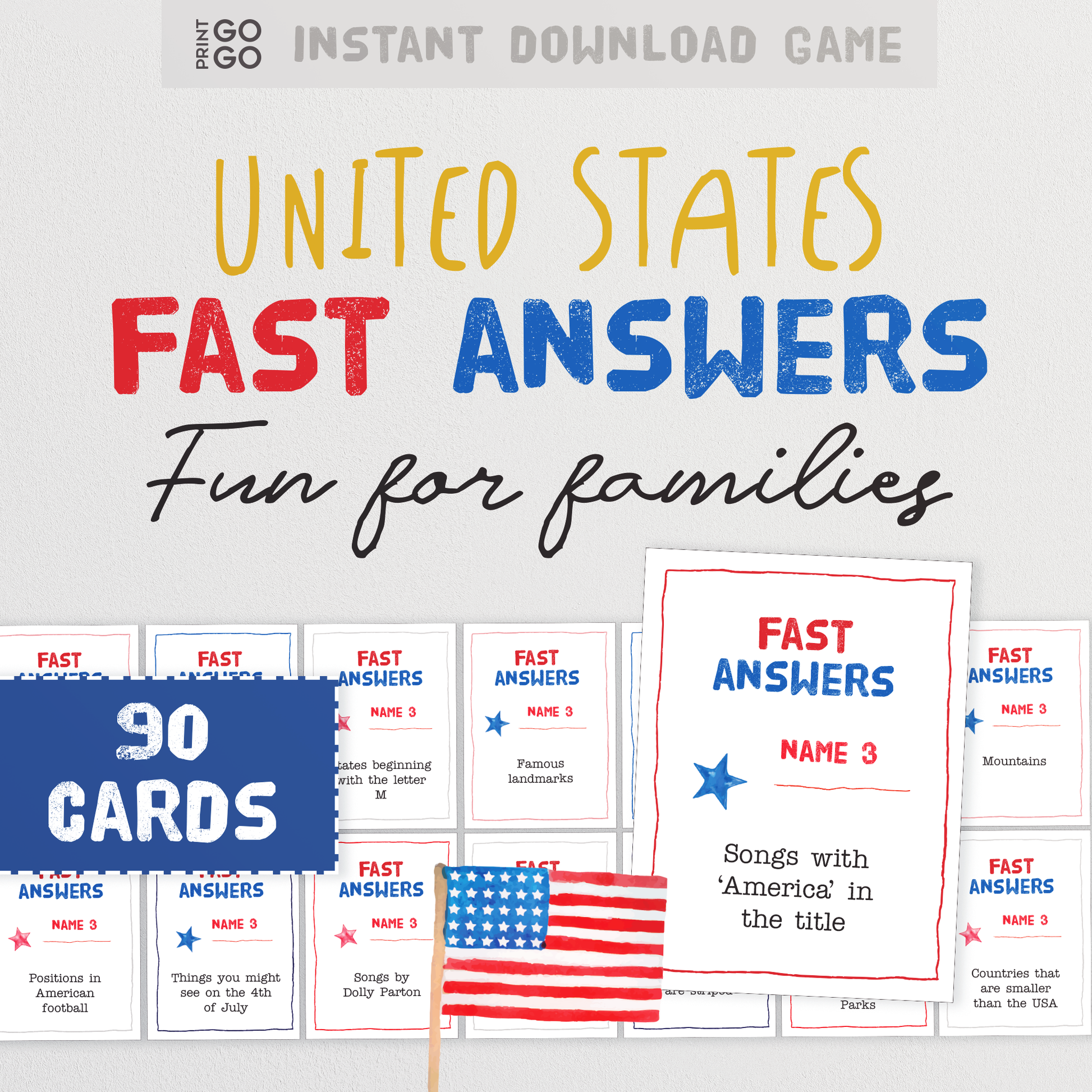 USA Fast Answers - The Fun Quick Thinking Family Party Game