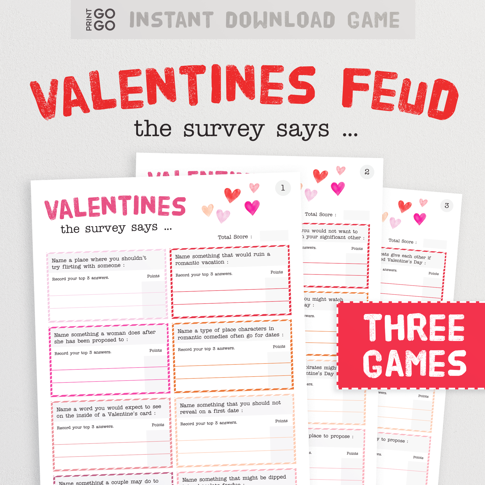 Valentine's Day Game Bundle - Fun Printable Games for Everyone