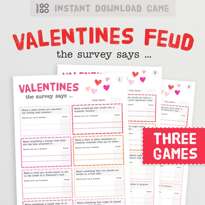 Instant download valentines family survey party game.