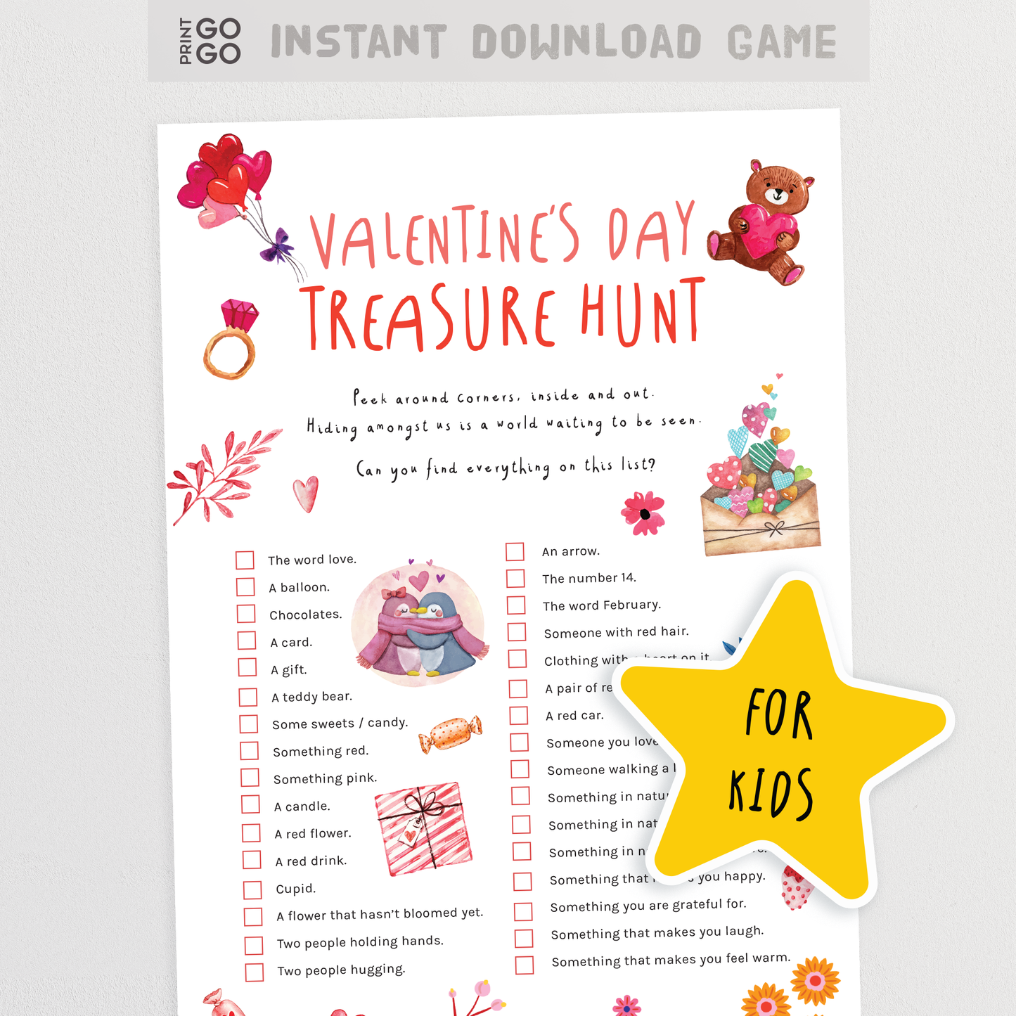 Valentine's Day Treasure Hunt for Kids