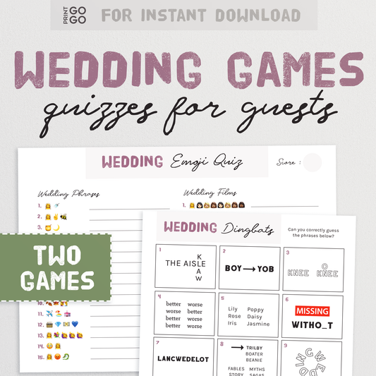 Wedding Game Bundle - Film and Phrases Emoticon Quiz + Wedding Dingbats