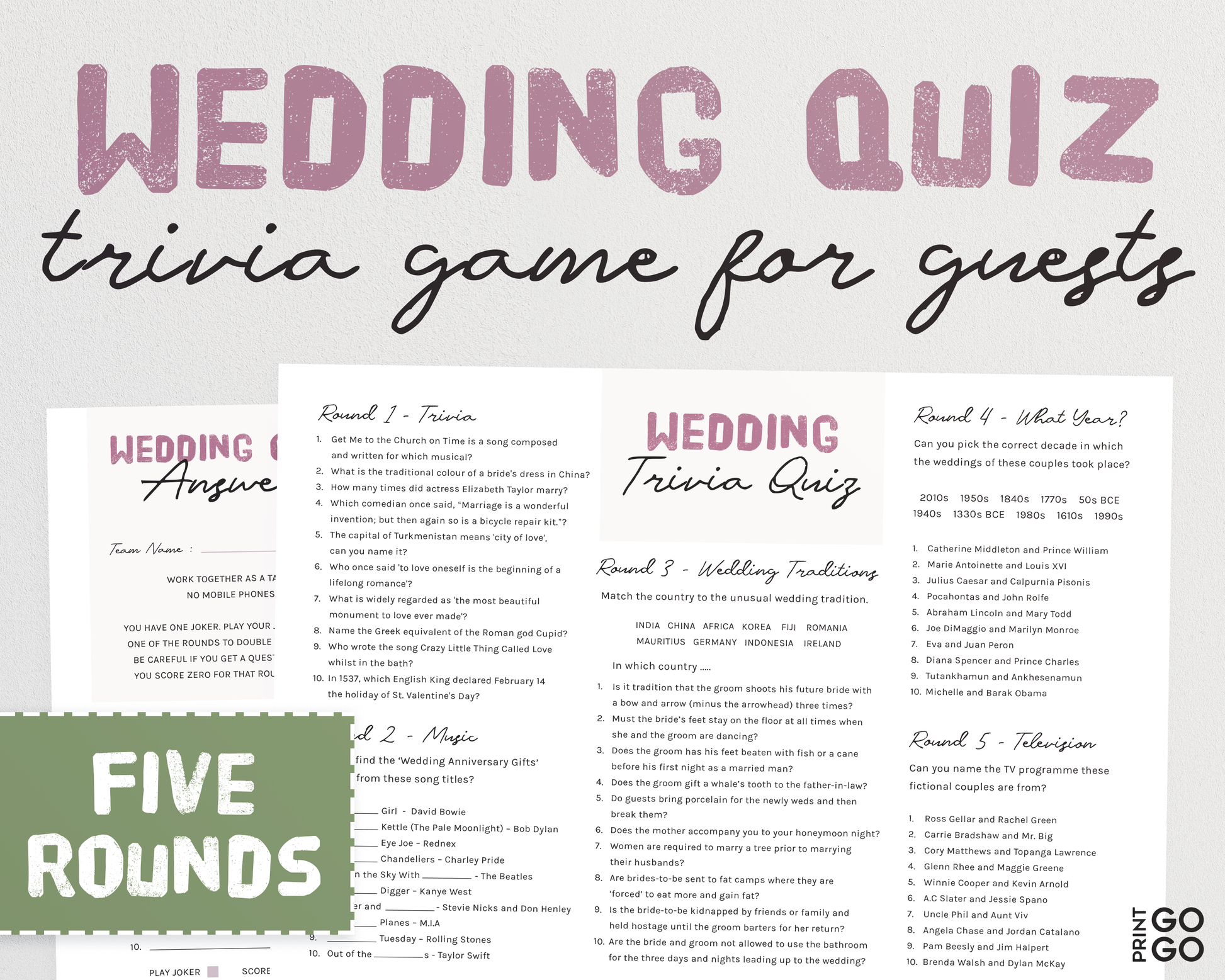 Wedding Game Bundle - Fun Printable Ice Breaker Games and Activities To Entertain Your Guests | Wedding Table Cocktail Hour Activities