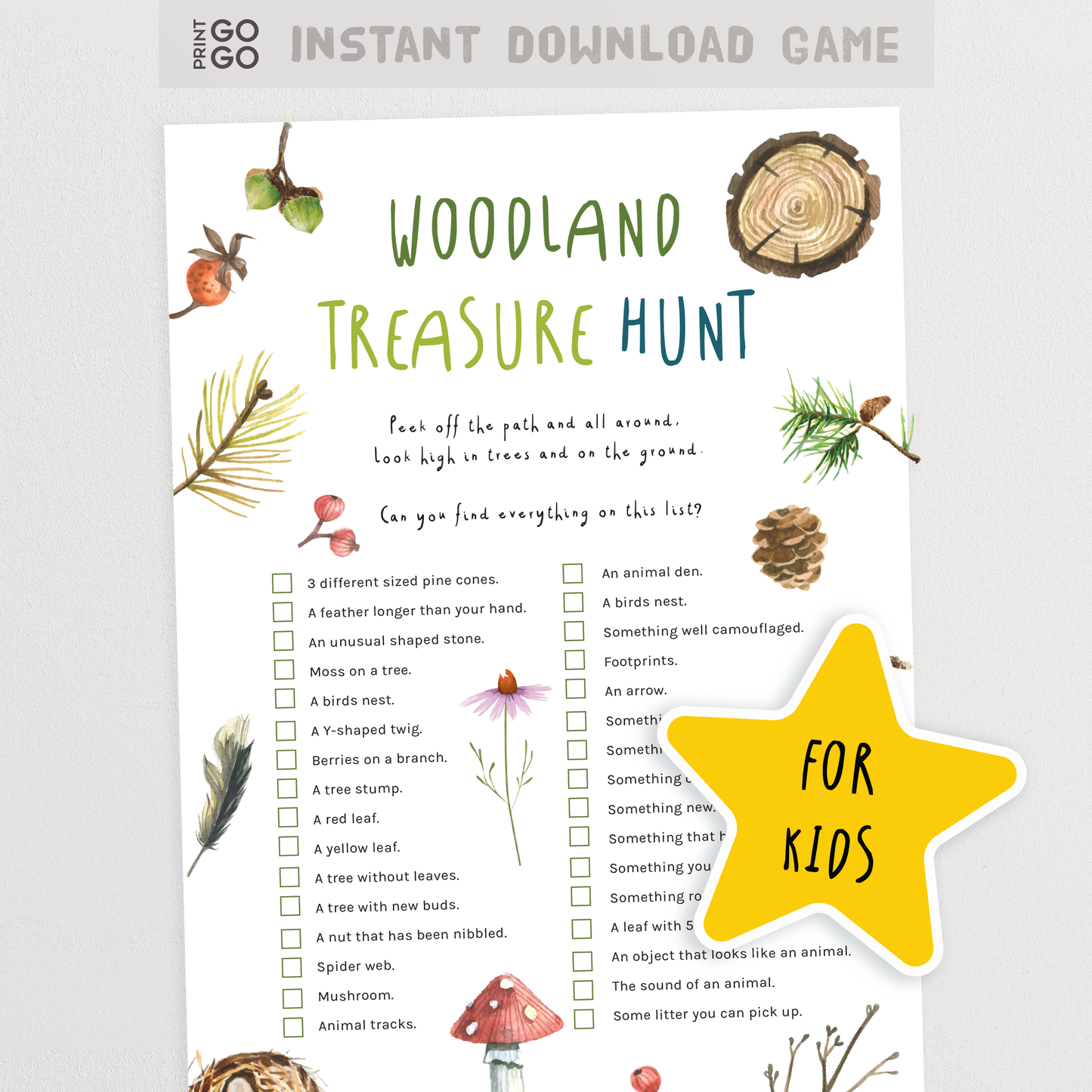 Woodland Treasure Hunt for Kids