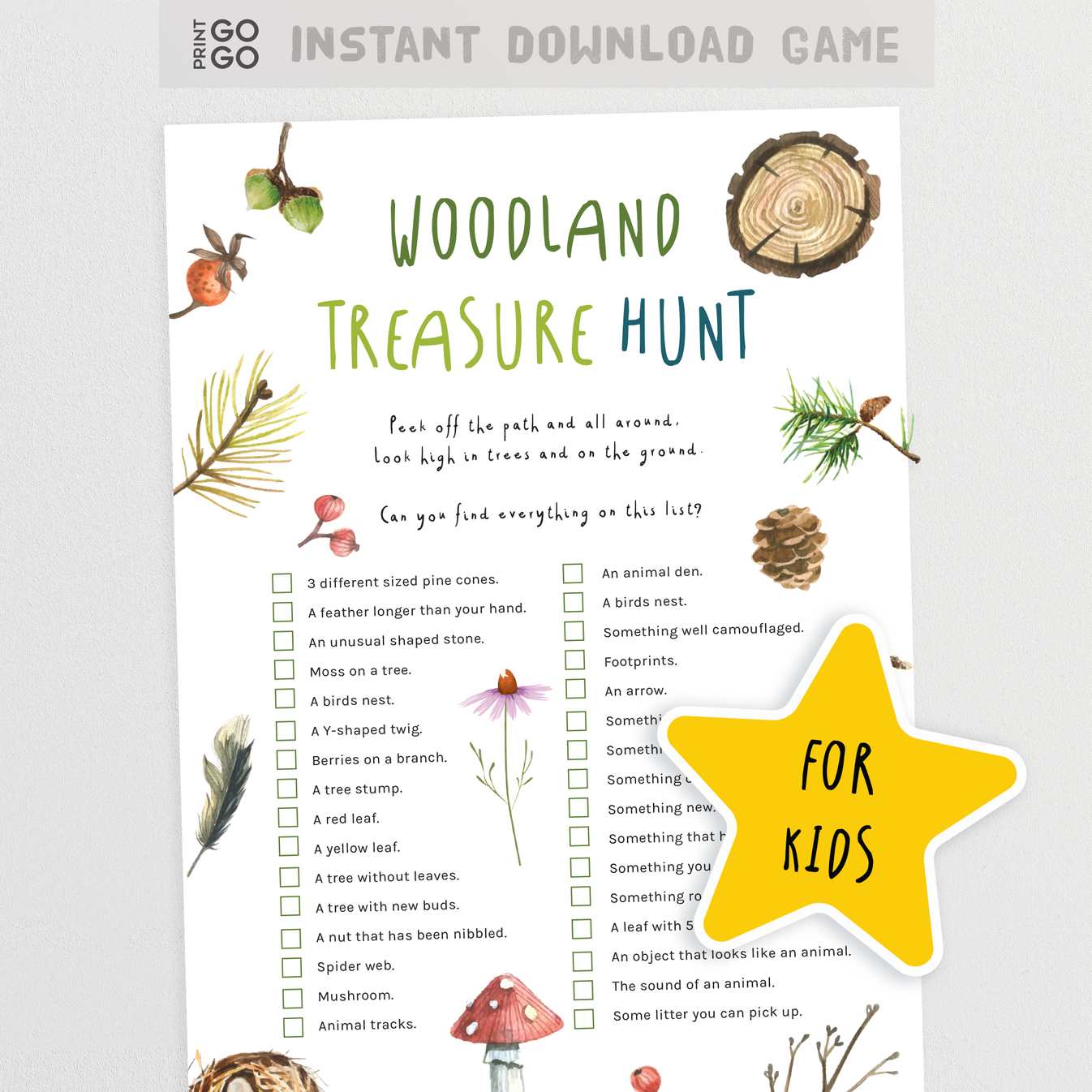 Woodland Treasure Hunt for Kids - A Fun Forest School Printable – Print ...