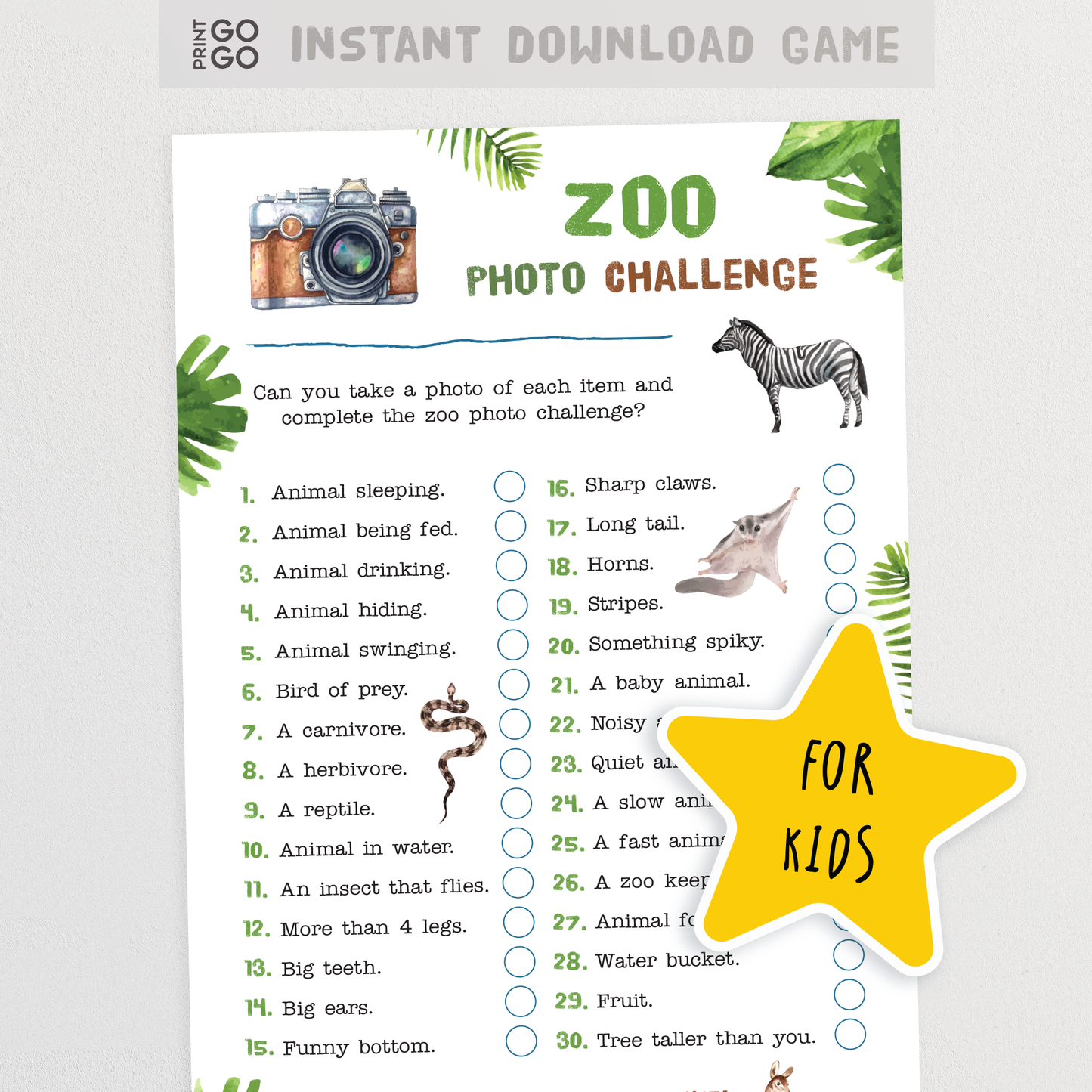 Zoo Photo Challenge for Kids
