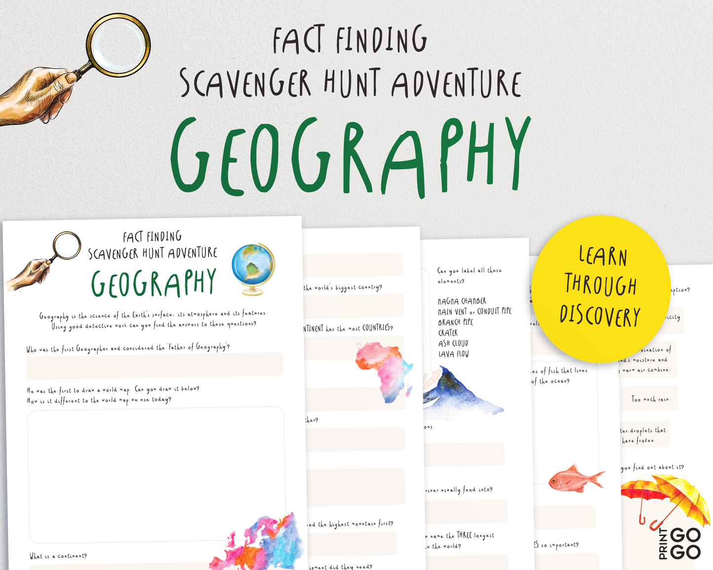 Geography - A Fact Finding Scavenger Hunt Adventure for Kids