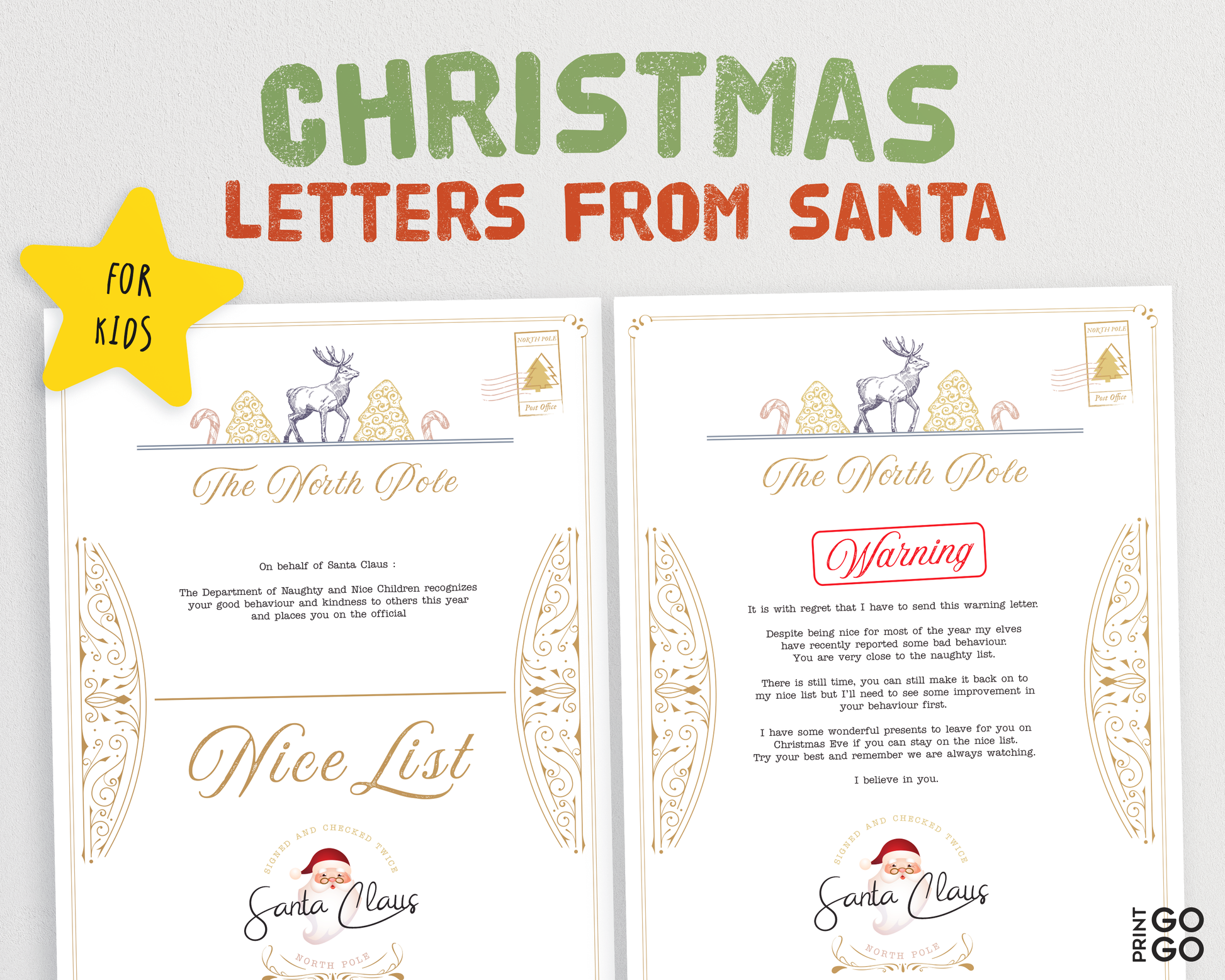 Christmas Nice and Naughty List Letters From Santa