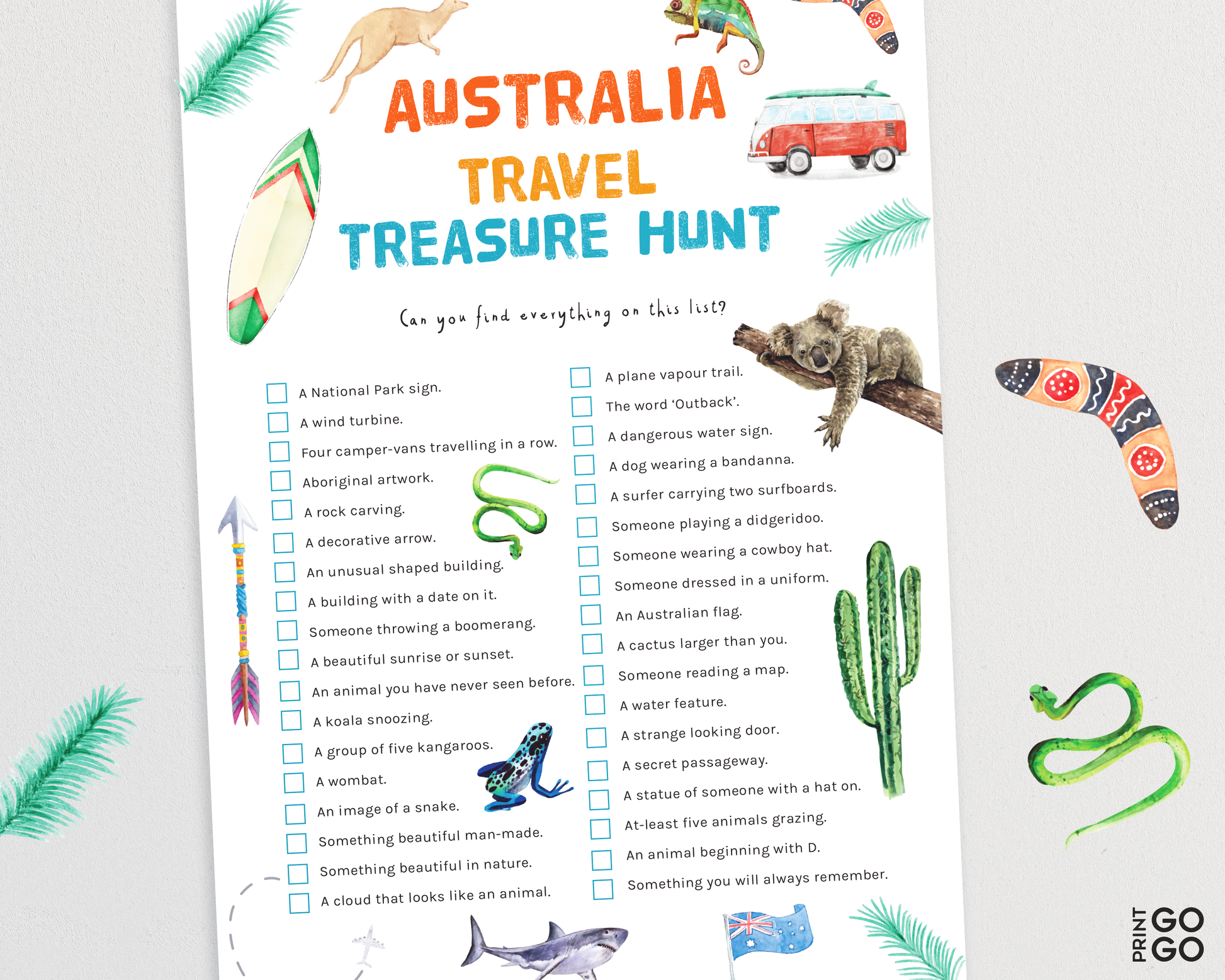 Spark curiosity in kids and keep them entertained on your holiday, or staycation, in Australia. Can they find all the items on the list?