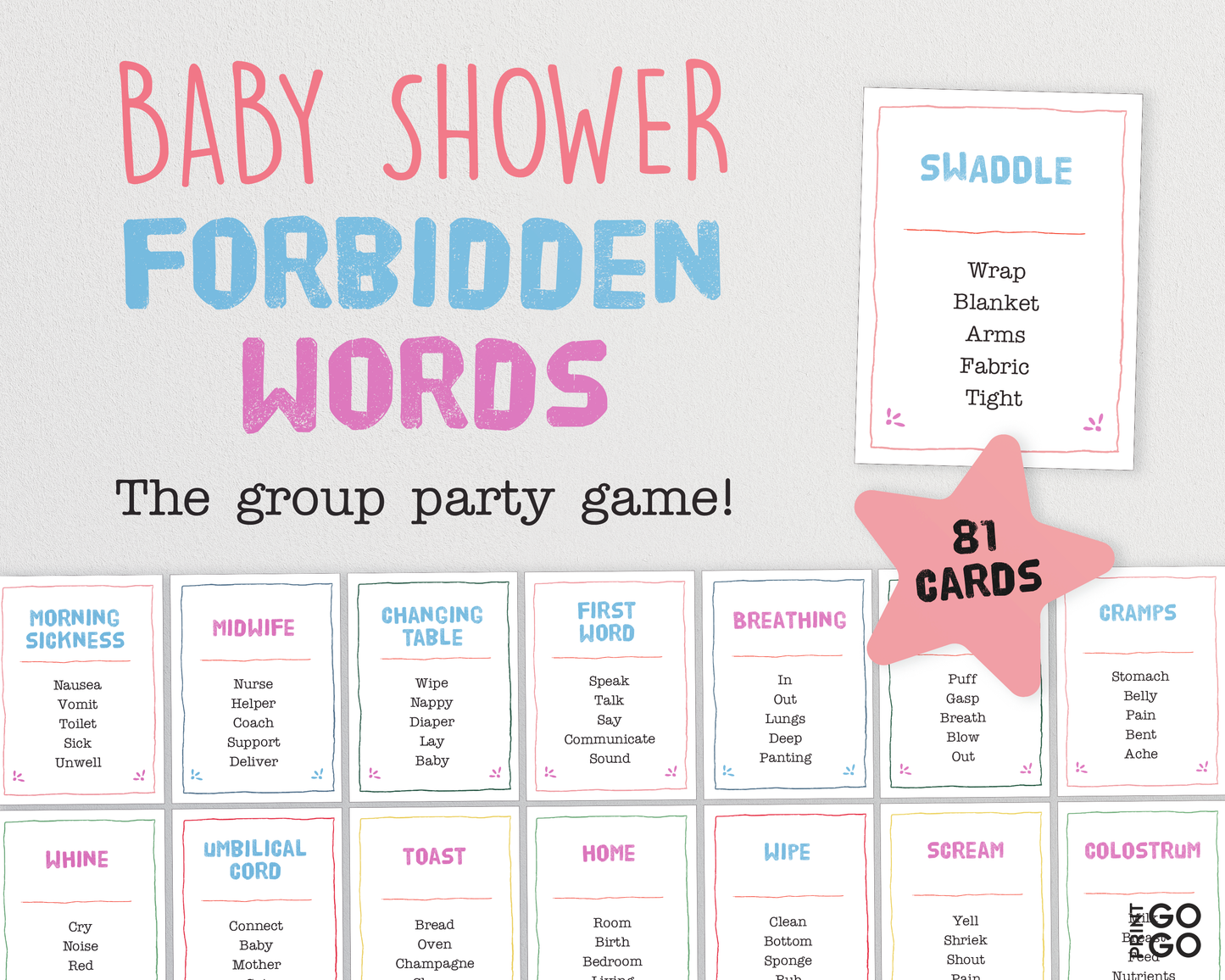Baby Shower Game Bundle - Fun Party Games for Groups - Forbidden Words